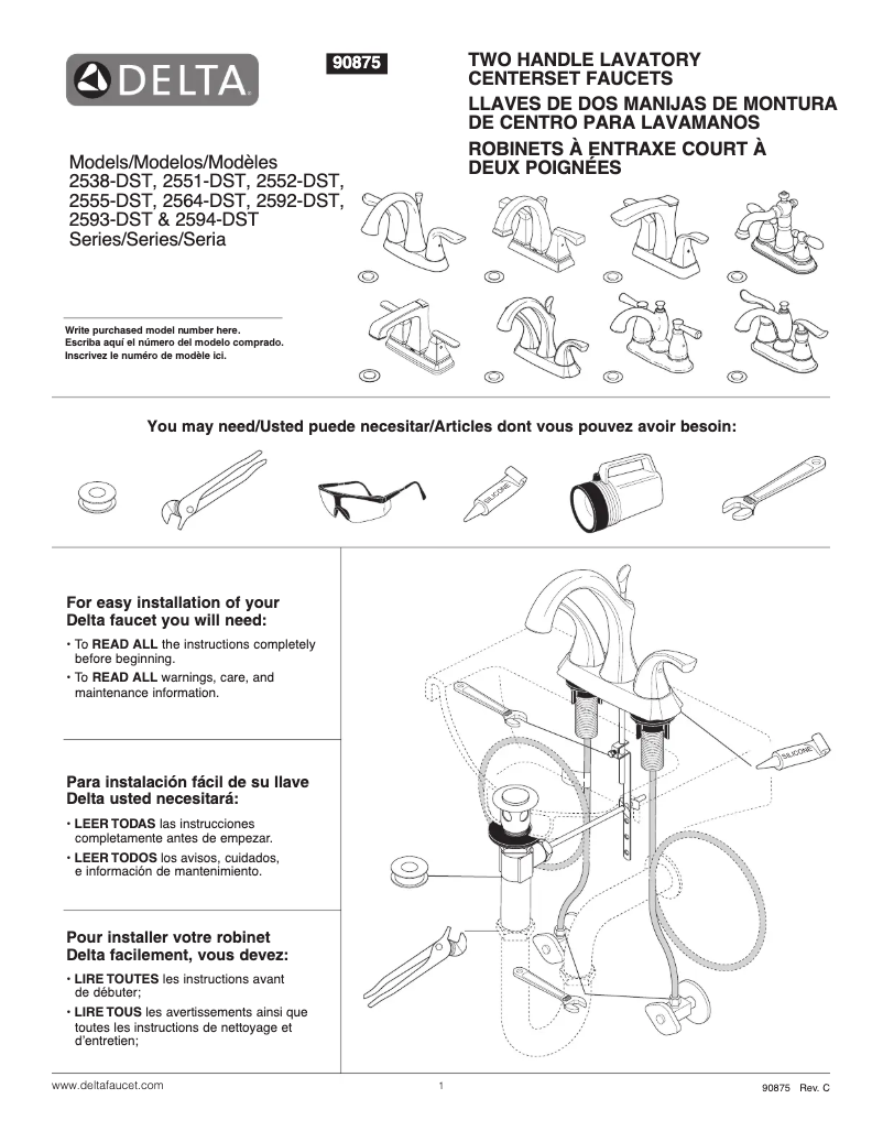 Page 1 de la notice Fiche technique Delta 2538-SSMPU-DST