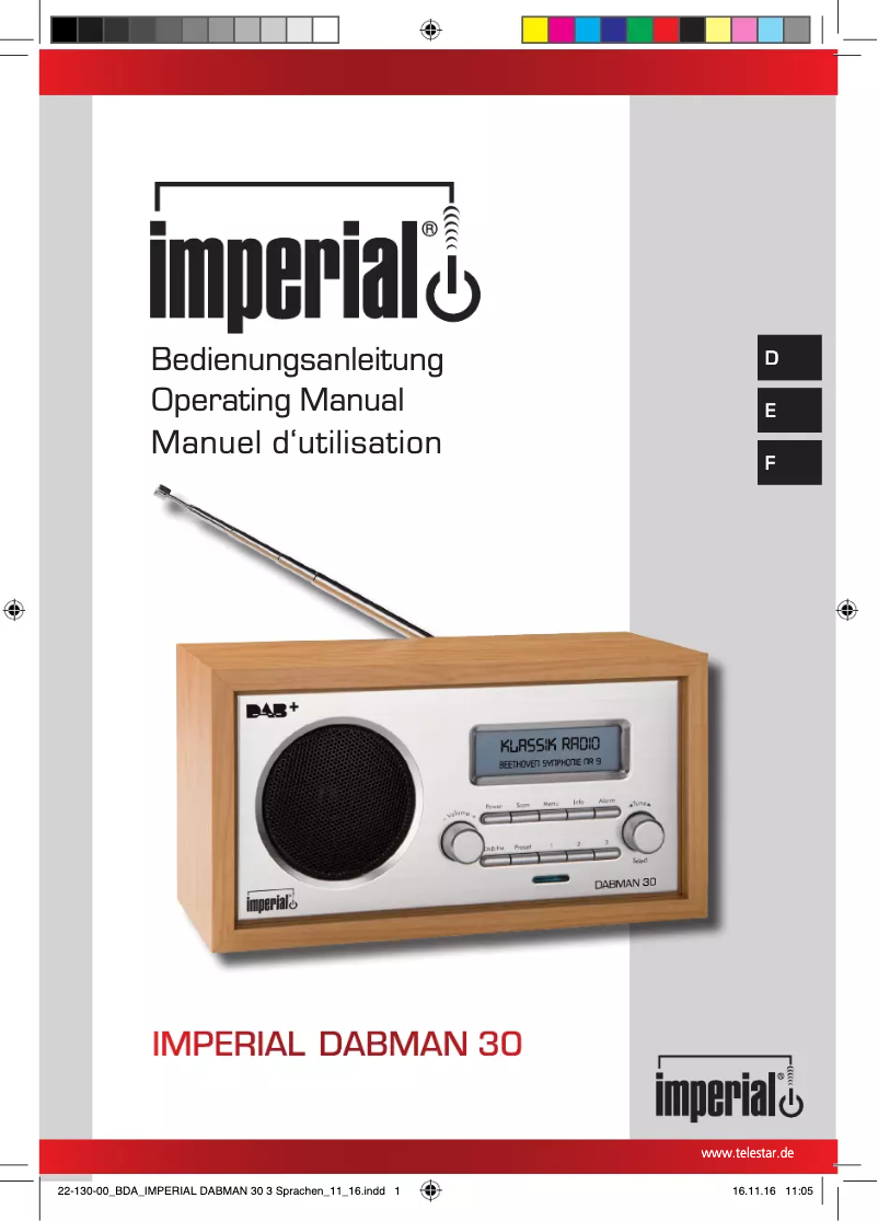 Page 1 de la notice Manuel utilisateur Imperial Dabman 30