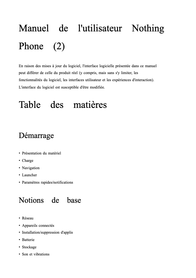 Page n°1 - Manuel utilisateur Nothing Phone 2