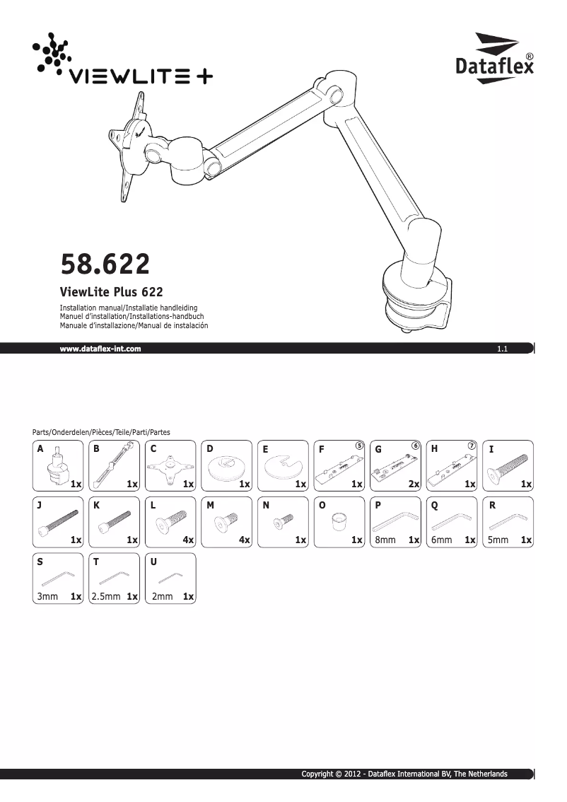 Page 1 de la notice Manuel utilisateur Dataflex ViewLite Plus Monitorarm 622