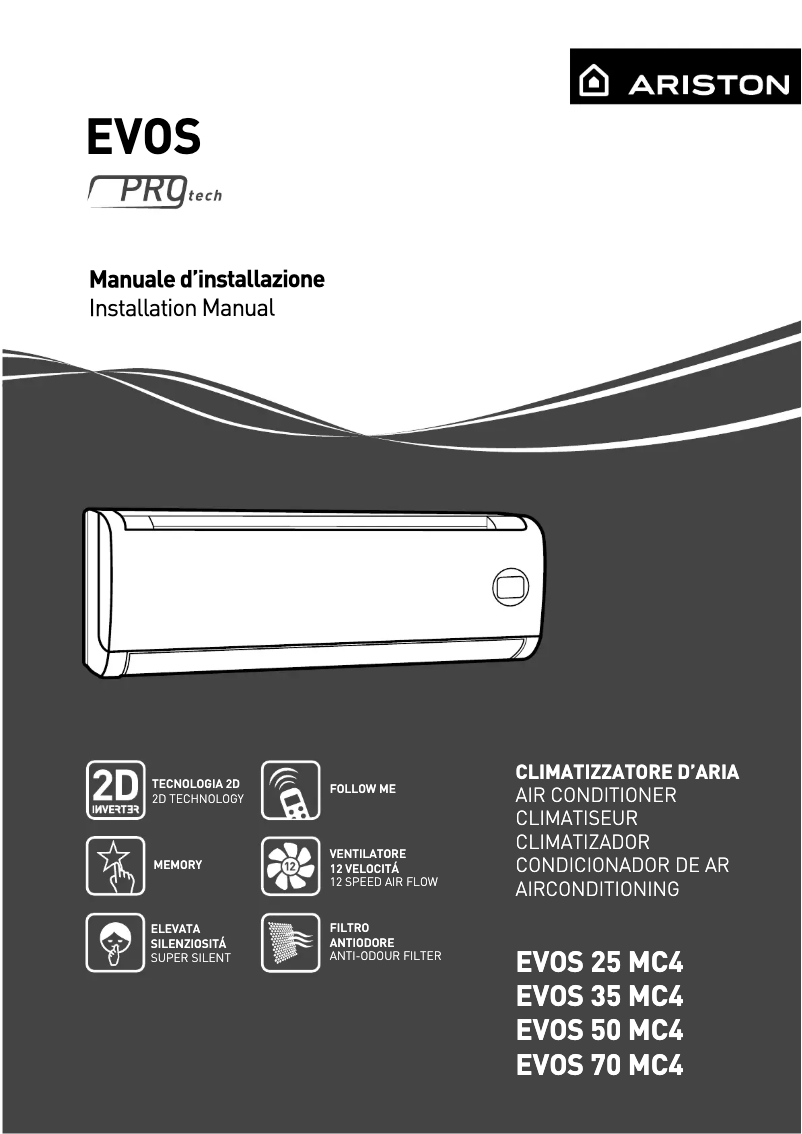 Page 1 de la notice Manuel utilisateur Ariston Thermo Evos 50 MC4