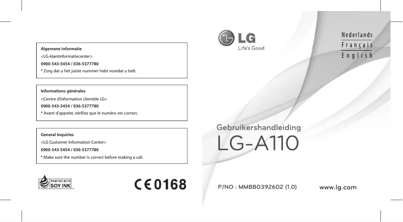 Page n°1 - Manuel utilisateur LG A110