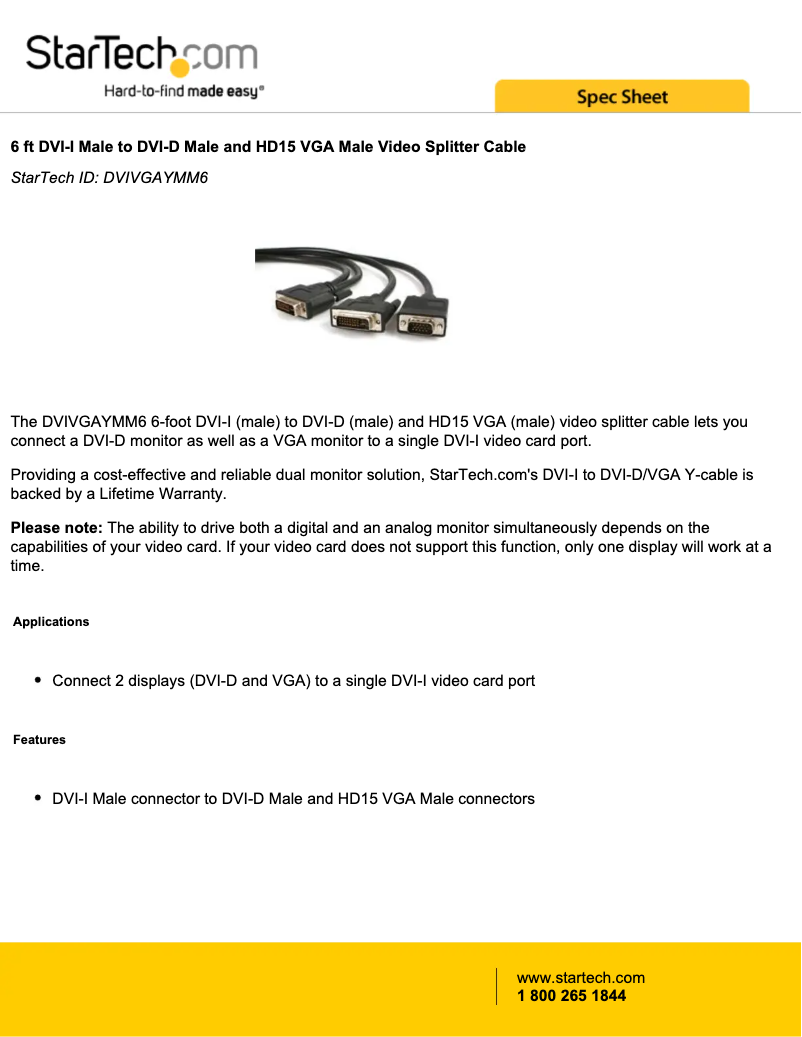 Page 1 de la notice Manuel utilisateur StarTech.com DVIVGAYMM6