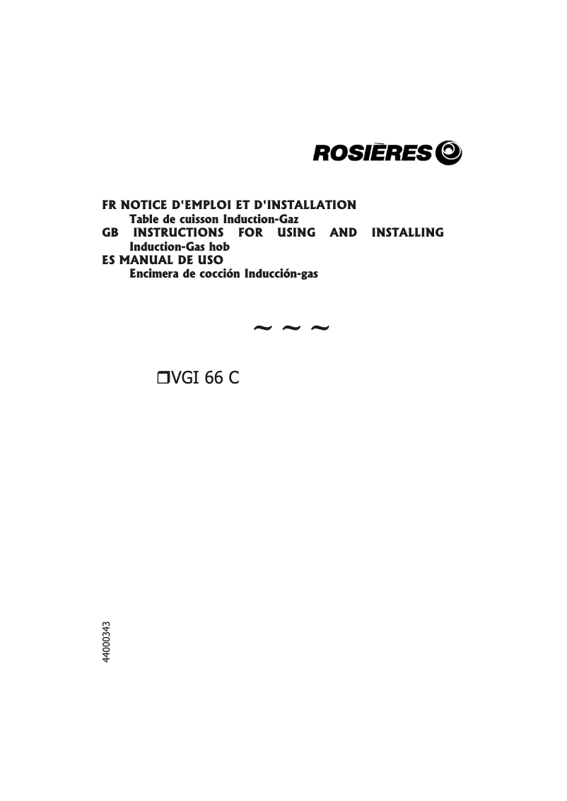 Page 1 de la notice Manuel utilisateur Rosieres VGI 66 C PN