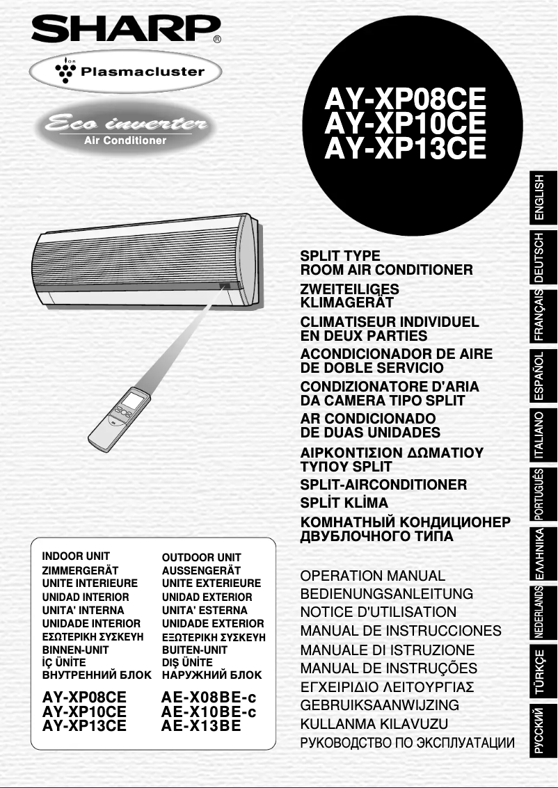 Image de la première page du manuel de l'appareil AY-XP08CE