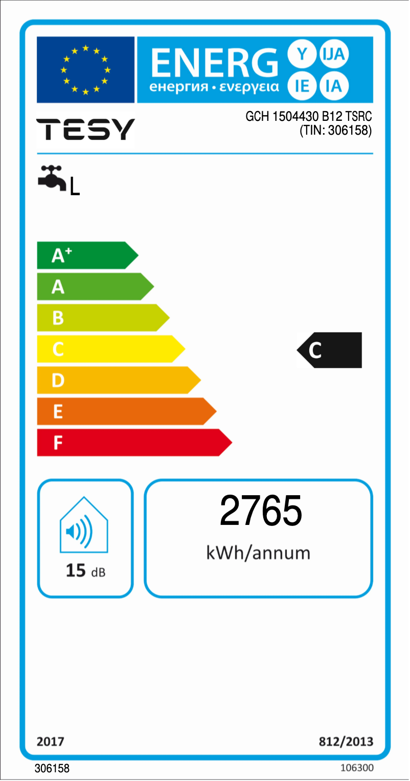 Page n°1 - Label énergétique Tesy BiLight 150 H