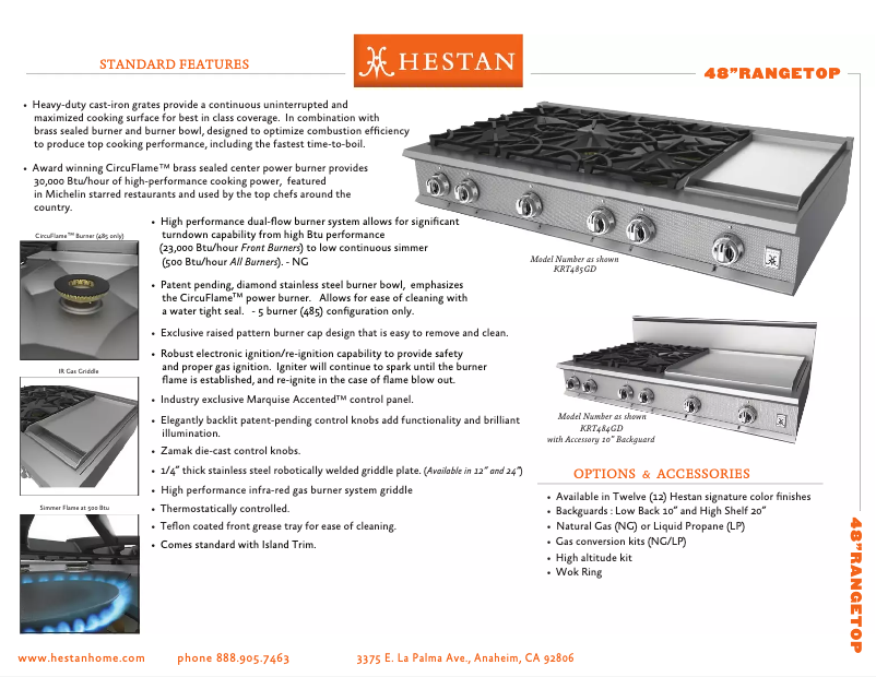 Page 1 de la notice Fiche technique Hestan KRT484GDNGTQ