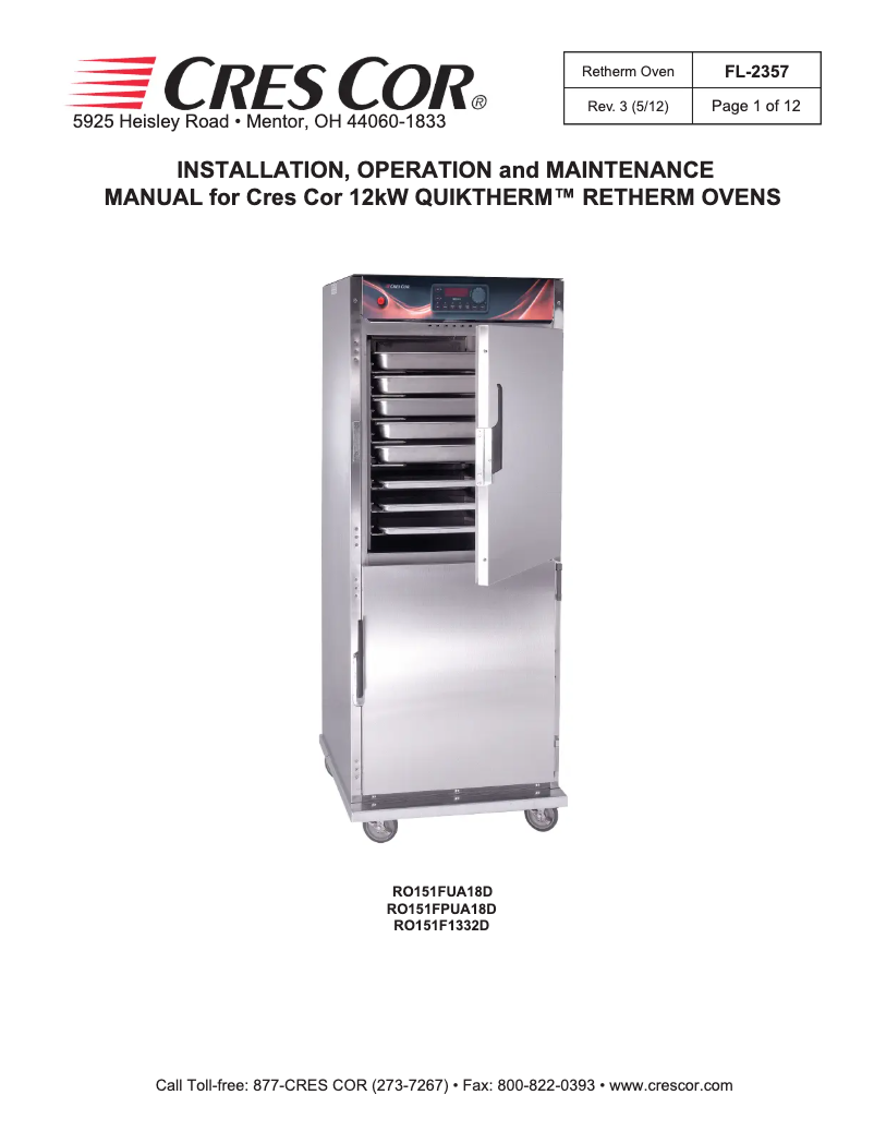 Page n°1 - Manuel utilisateur Cres Cor RO151FUA18DEZ