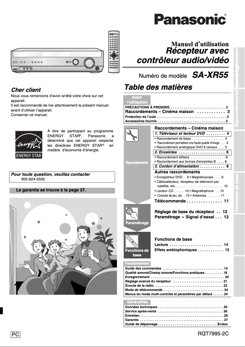 Imagen de la primera página del manual del dispositivo SA-XR55