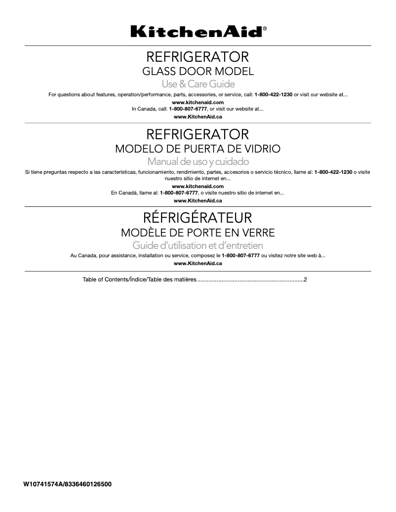 Page 1 de la notice Manuel utilisateur KitchenAid KURL304ESS