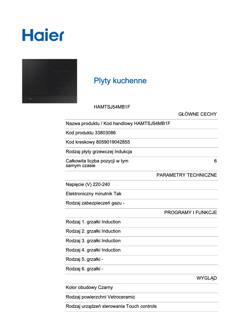 Image de la première page du manuel de l'appareil HAMTSJ54MB1F