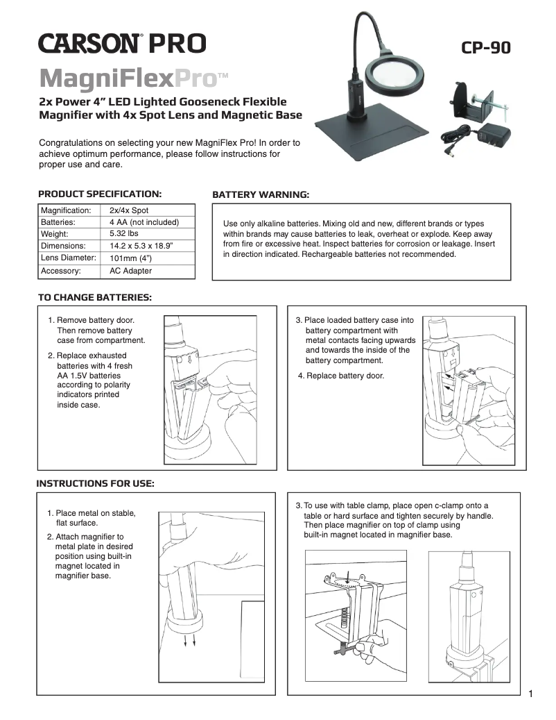 Image de la première page du manuel de l'appareil MagniFlexPro CP-90