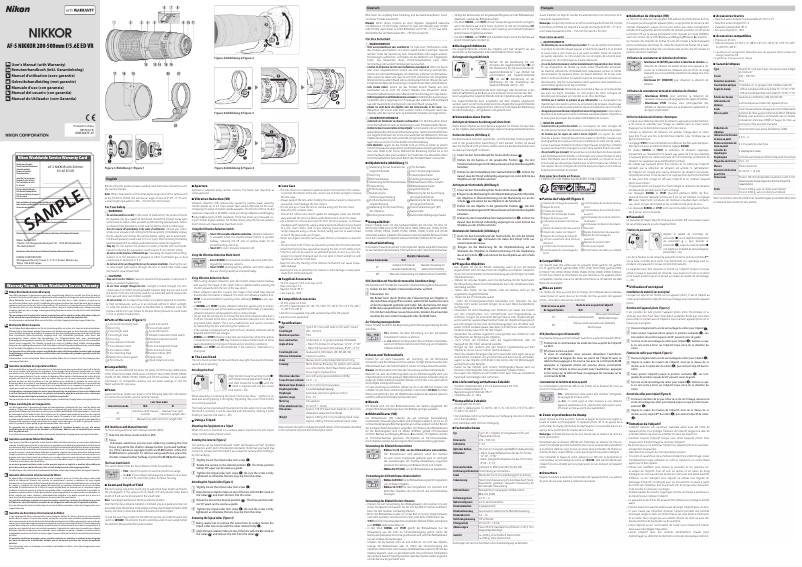 Page n°1 - Manuel utilisateur Nikon Nikkor AF-S 200-500mm f/5.6E ED VR