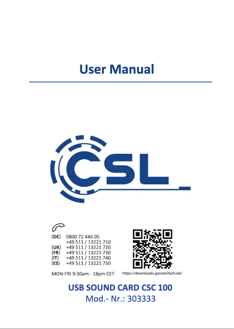 Page 1 de la notice Manuel utilisateur CSL 303333