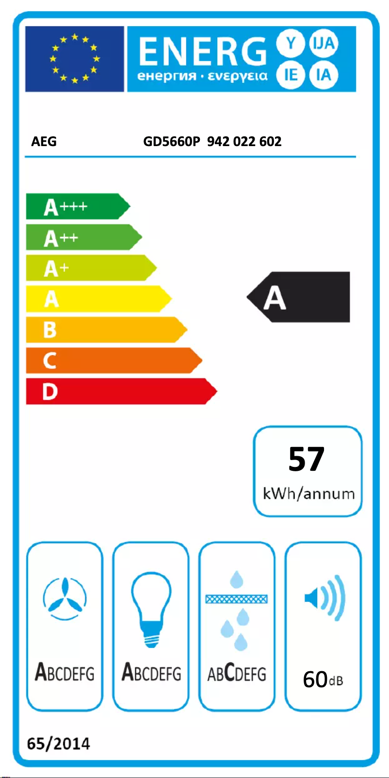 Page n°1 - Label énergétique AEG GD5660P