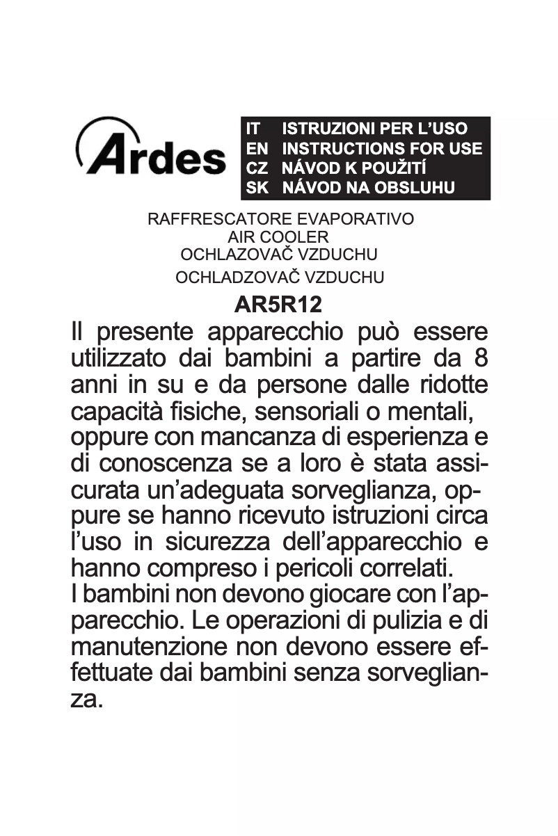 Page 1 de la notice Manuel utilisateur Ardes AR5R12