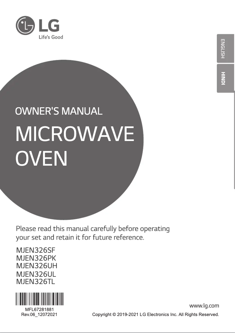 Page 1 de la notice Manuel utilisateur LG MJEN326UH