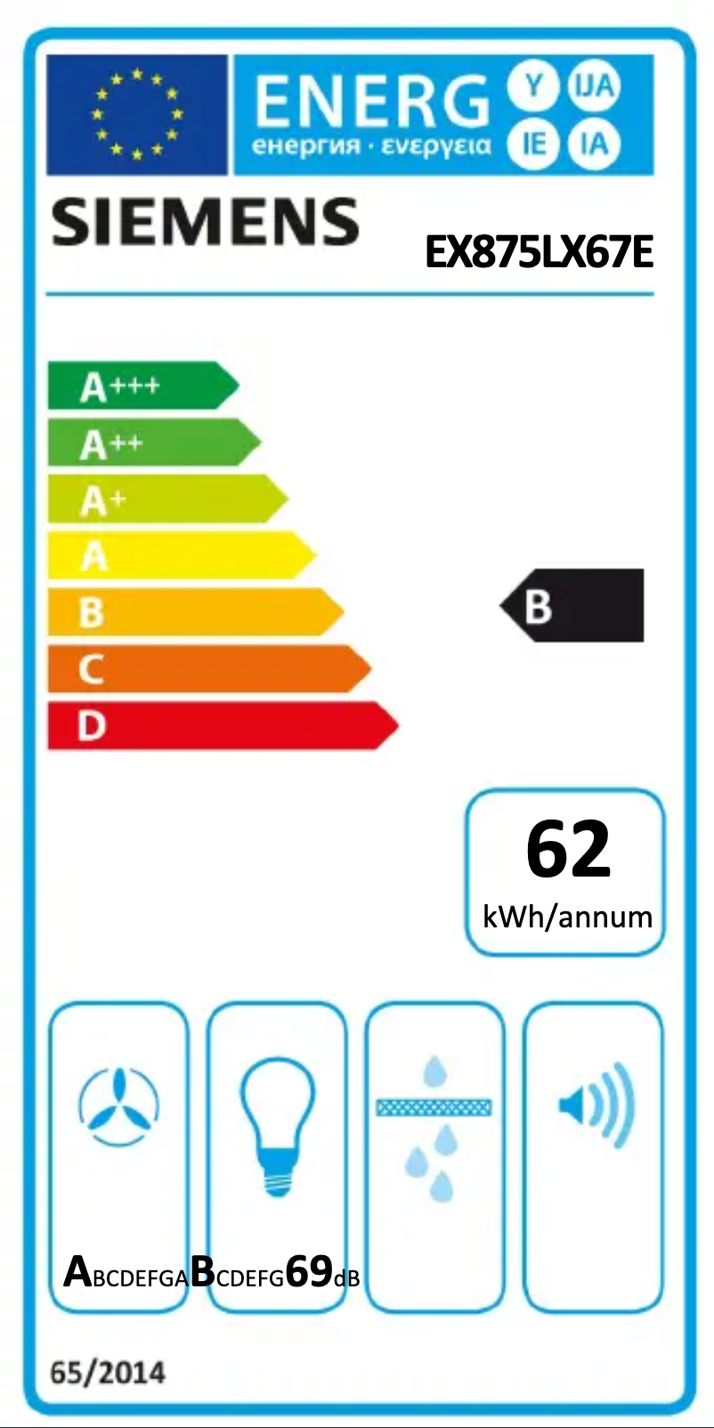 Page n°1 - Label énergétique Siemens iQ700 EX875LX67E