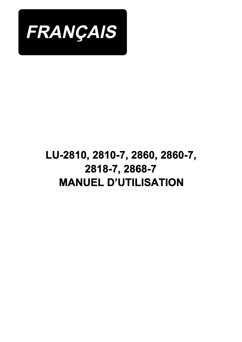 Page n°1 - Manuel utilisateur Juki LU-2868-7