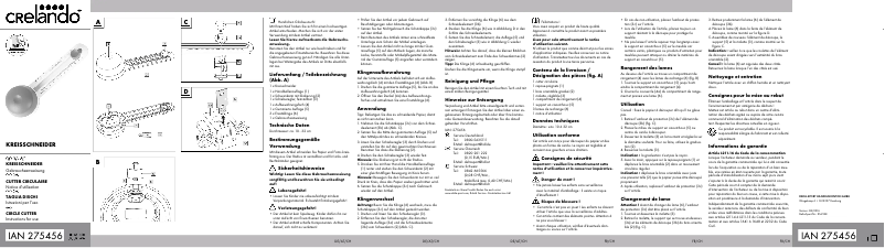 Page 1 de la notice Manuel utilisateur Crelando IAN 275456