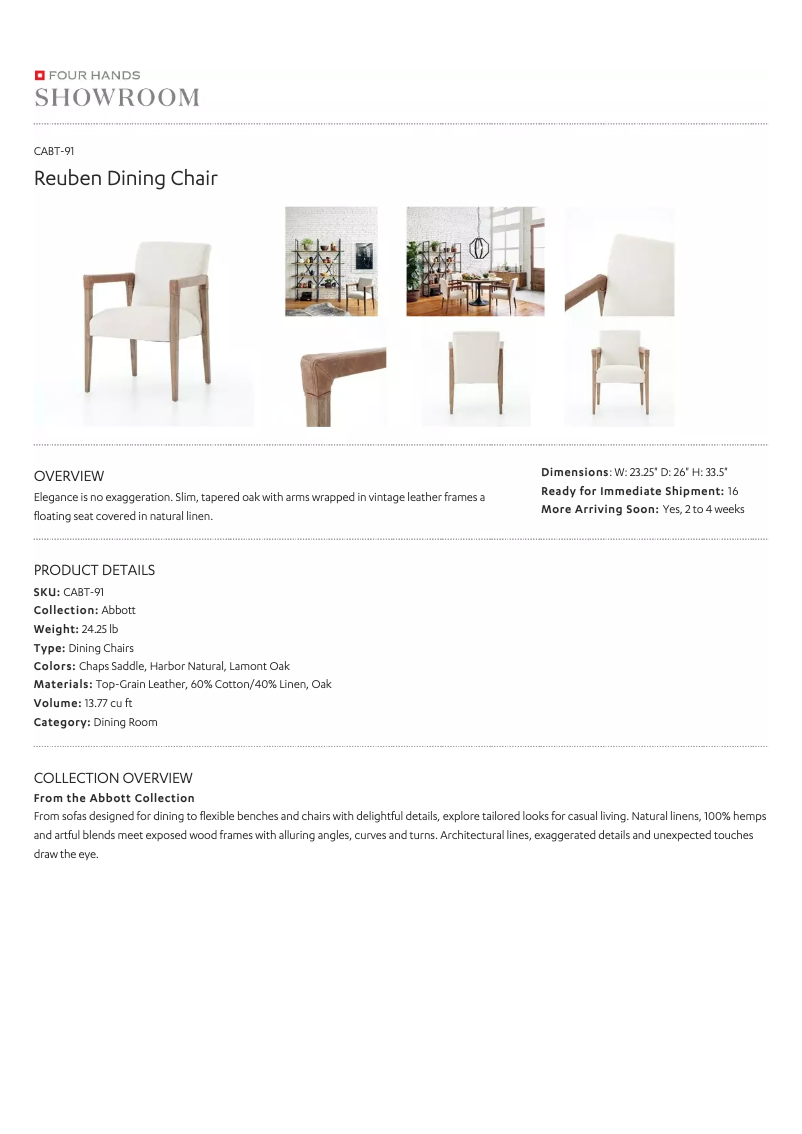 Page 1 de la notice Manuel utilisateur Four Hands CABT-91