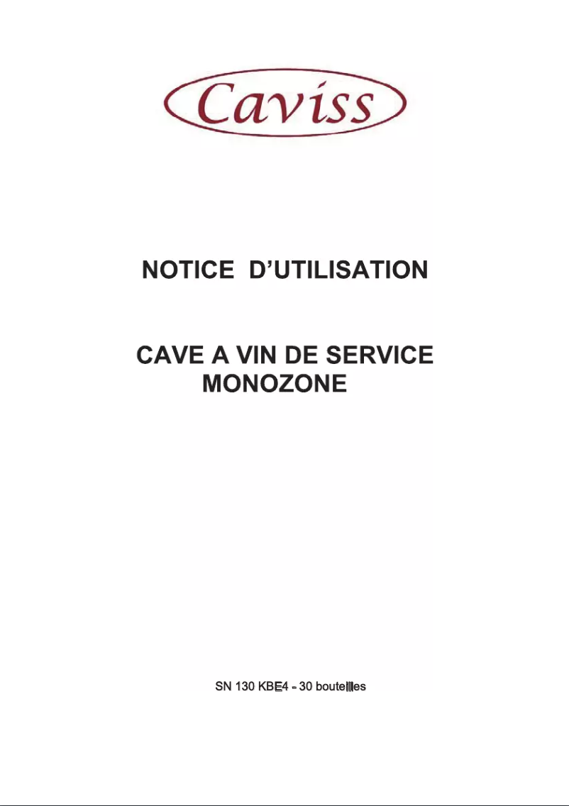 Image de la première page du manuel de l'appareil SN 130 KBE4