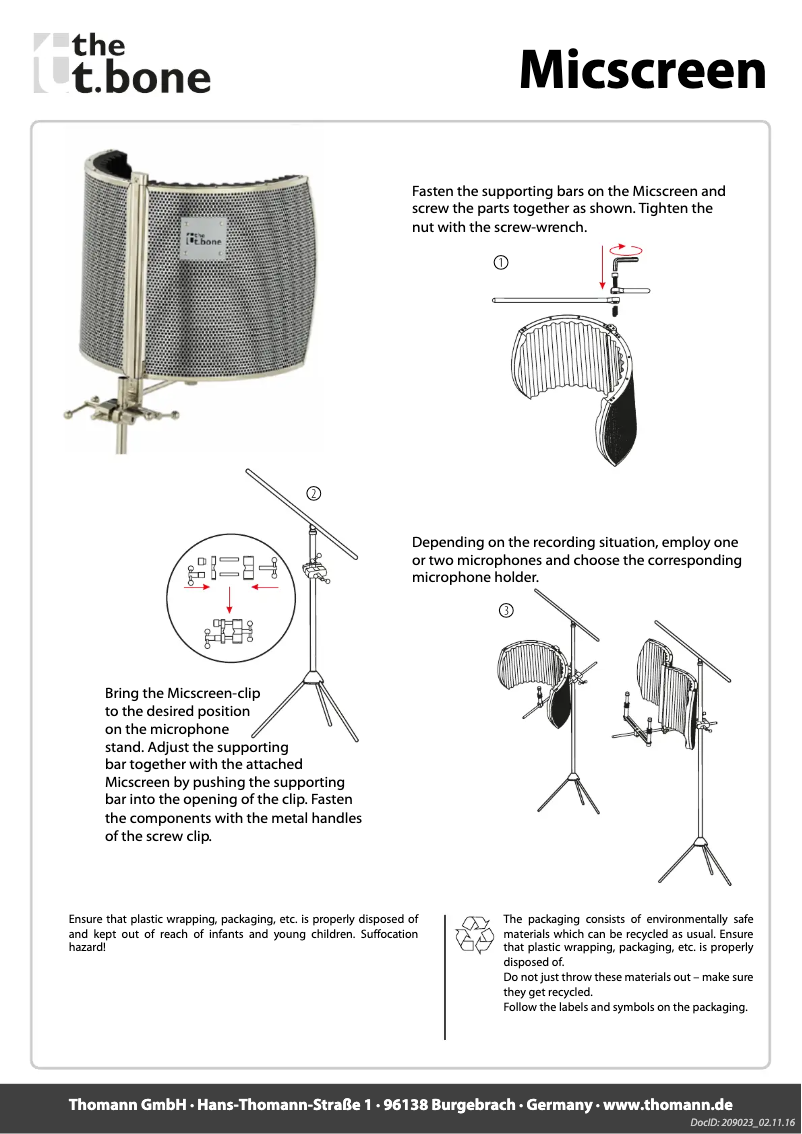 Page 1 de la notice Manuel utilisateur the t.bone Micscreen