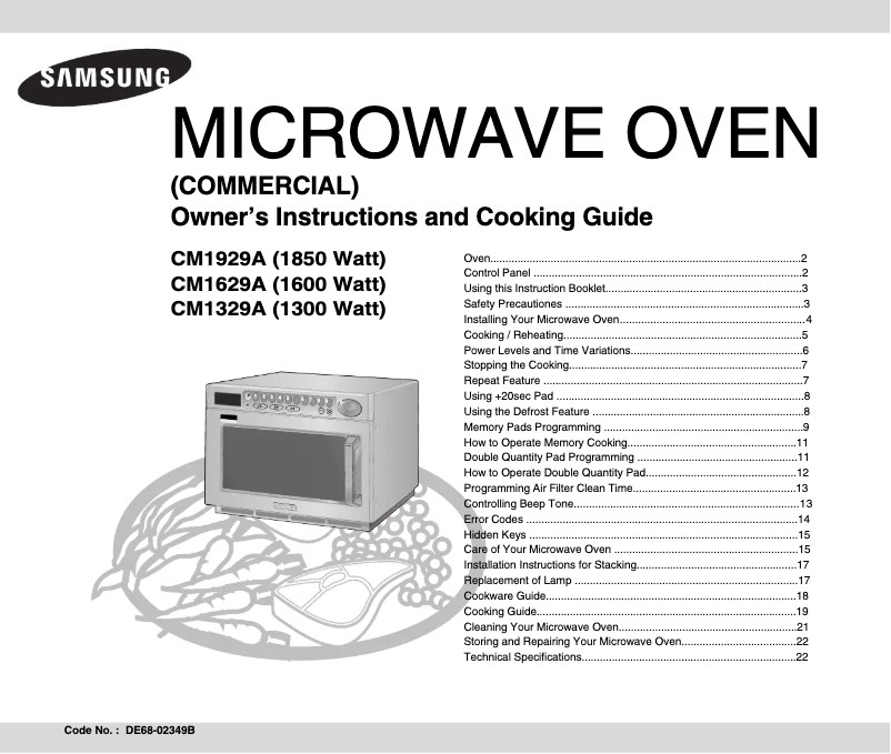Page 1 de la notice Manuel utilisateur Samsung CM1629A