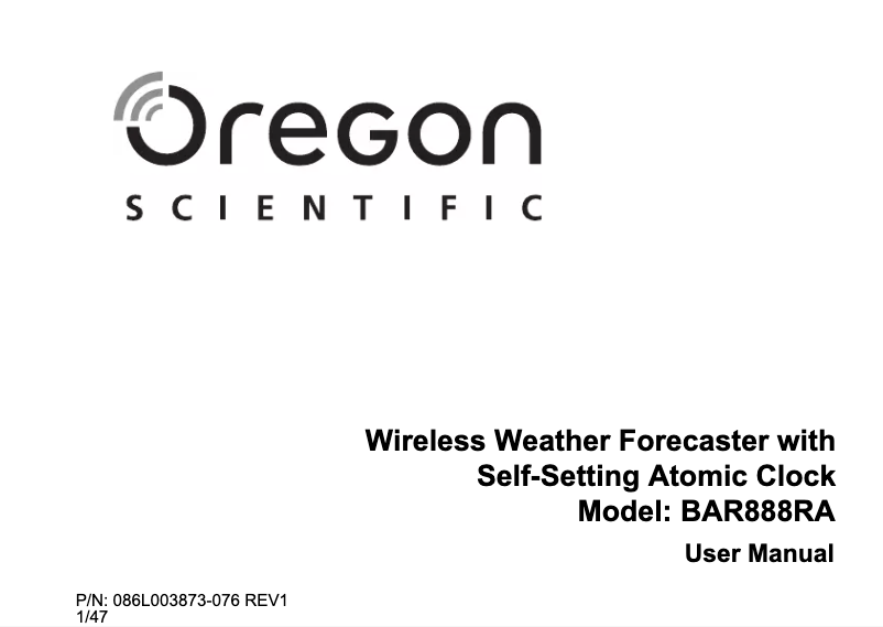 Image de la première page du manuel de l'appareil BAR888RA