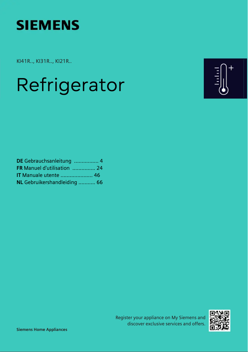 Page 1 de la notice Manuel utilisateur Siemens KI31RNSE0