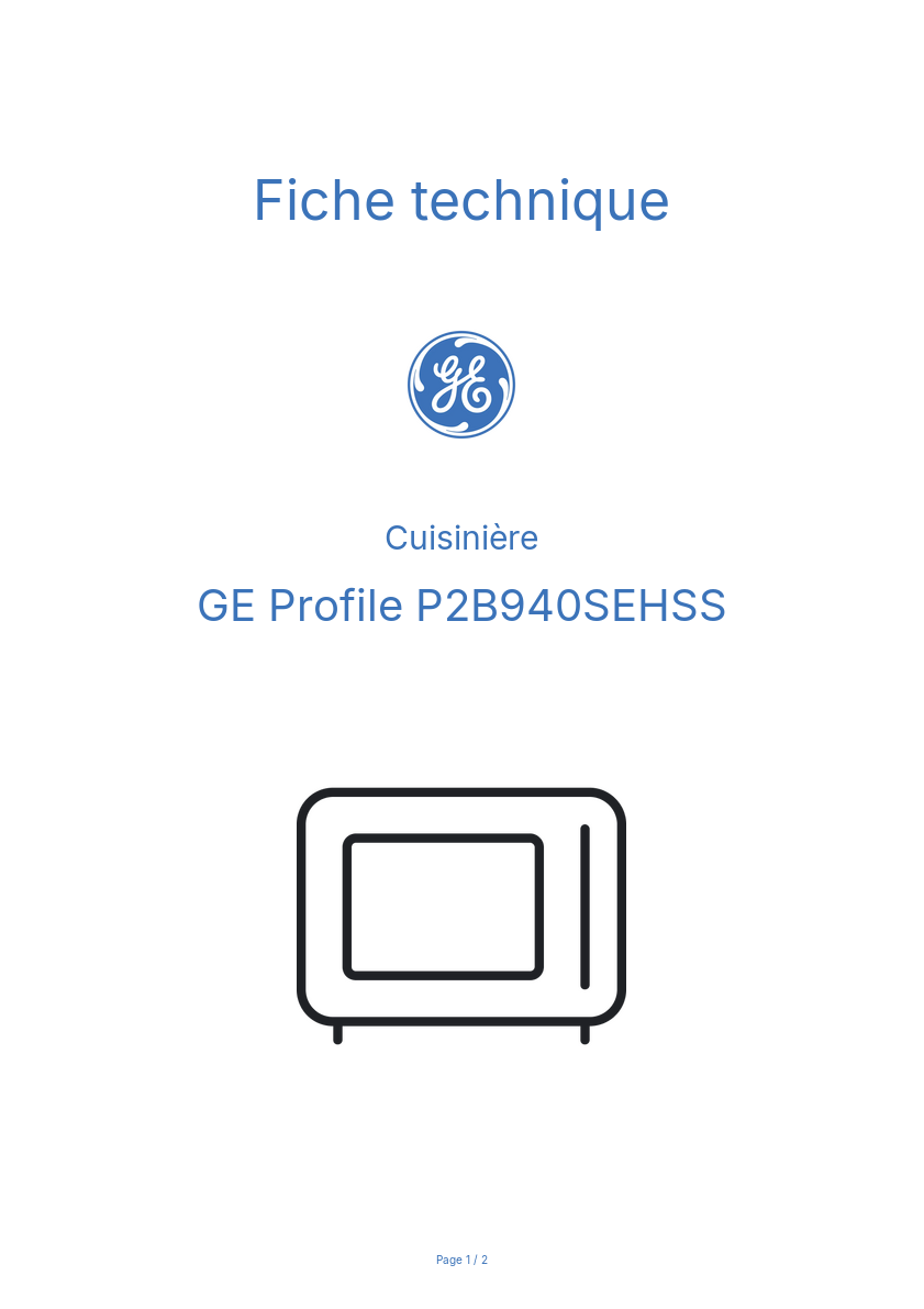 Image de la première page du manuel de l'appareil Profile P2B940SEHSS