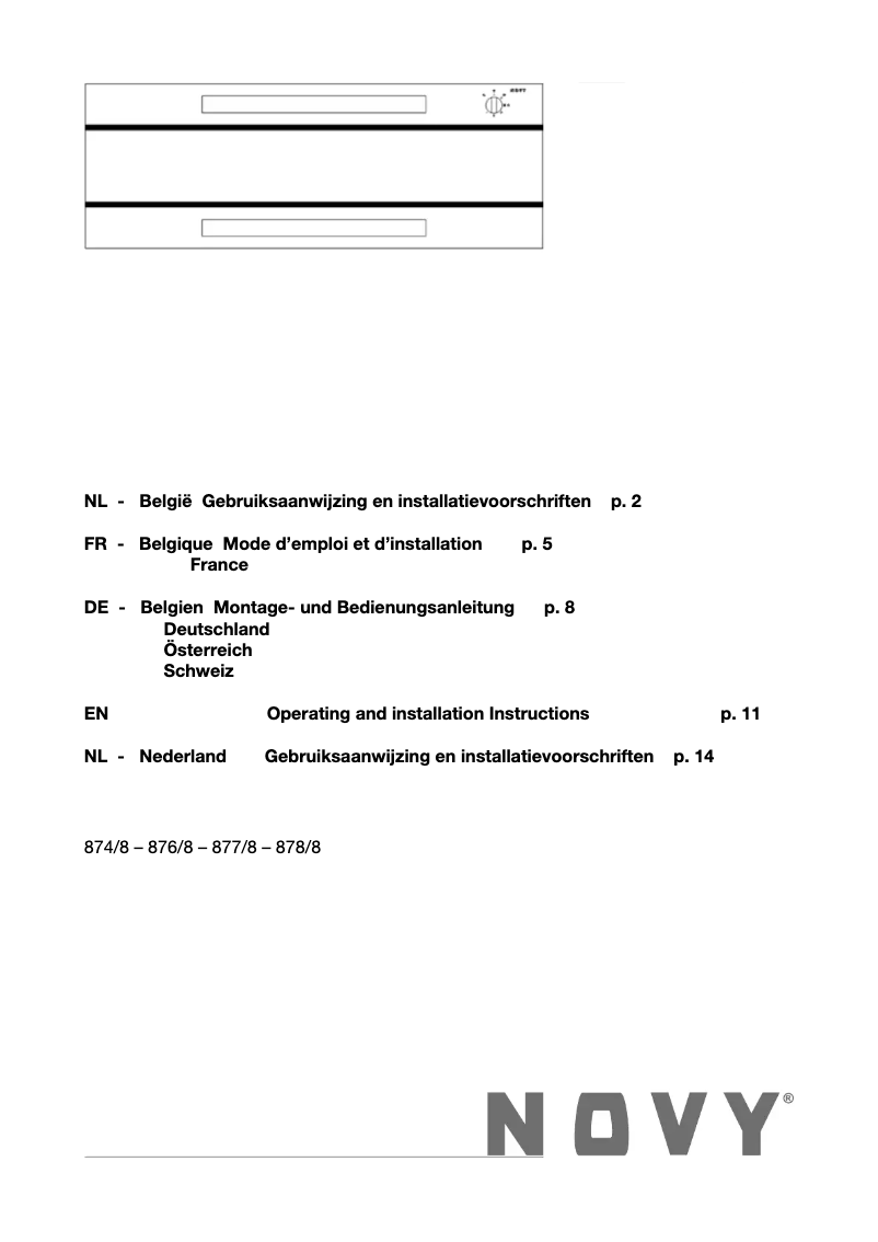 Page 1 de la notice Manuel utilisateur Novy Canopy glass 878