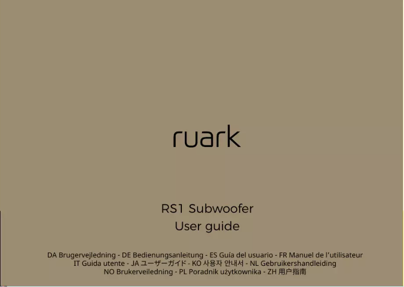 Page 1 de la notice Manuel utilisateur Ruark Audio RS1