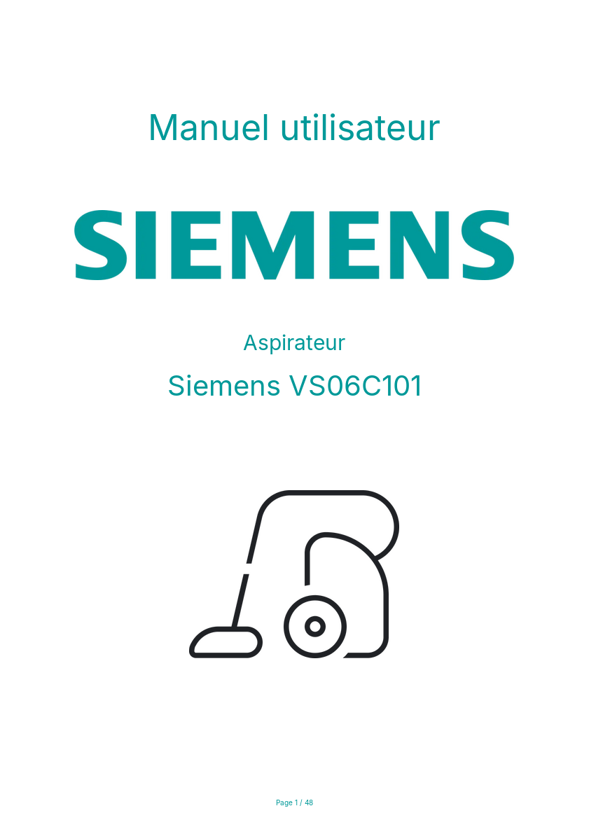 Page n°1 - Manuel utilisateur Siemens VS06C101