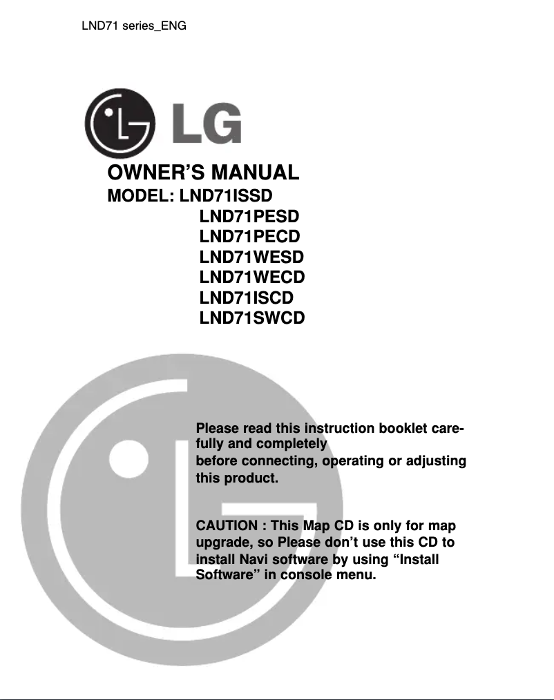 Page 1 de la notice Manuel utilisateur LG LNI73PESD