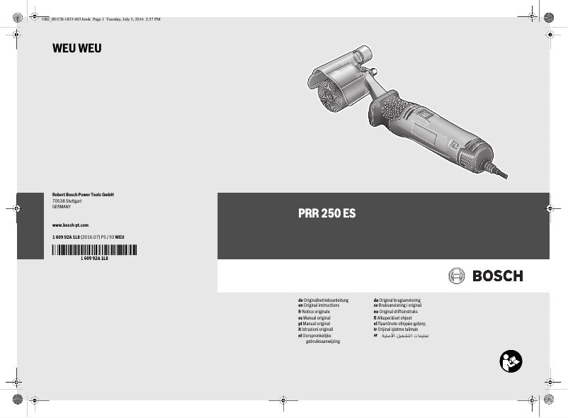 Page 1 de la notice Manuel utilisateur Bosch PRR 250 ES