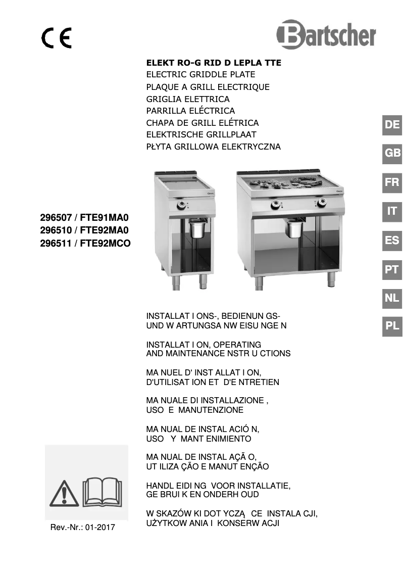 Page 1 de la notice Manuel utilisateur Bartscher 296510