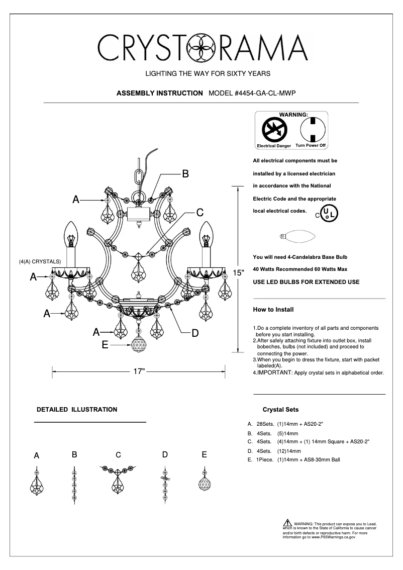 Page n°1 - Manuel utilisateur Crystorama Filmore 4454-GA-CL-MWP