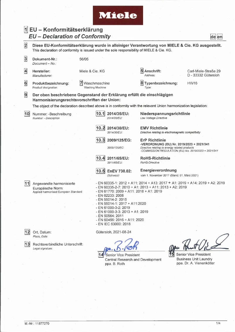 Page 1 de la notice Mode d'emploi Miele WW670 WPM