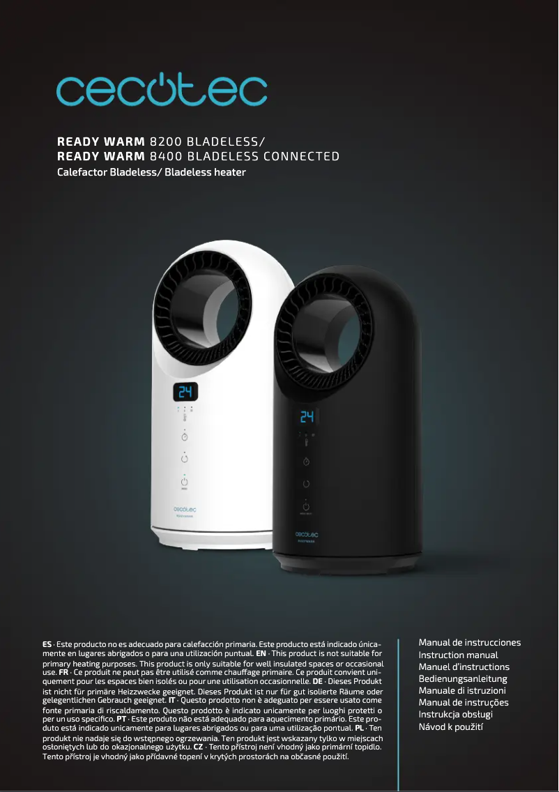 Page 1 de la notice Manuel utilisateur Cecotec Readywarm 8200 Bladeless