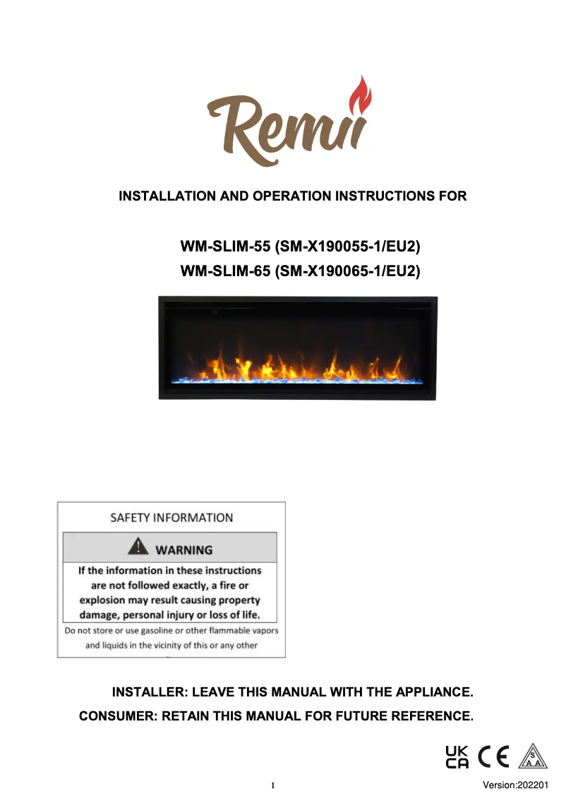 Page n°1 - Manuel utilisateur Remii WM-SLIM-65