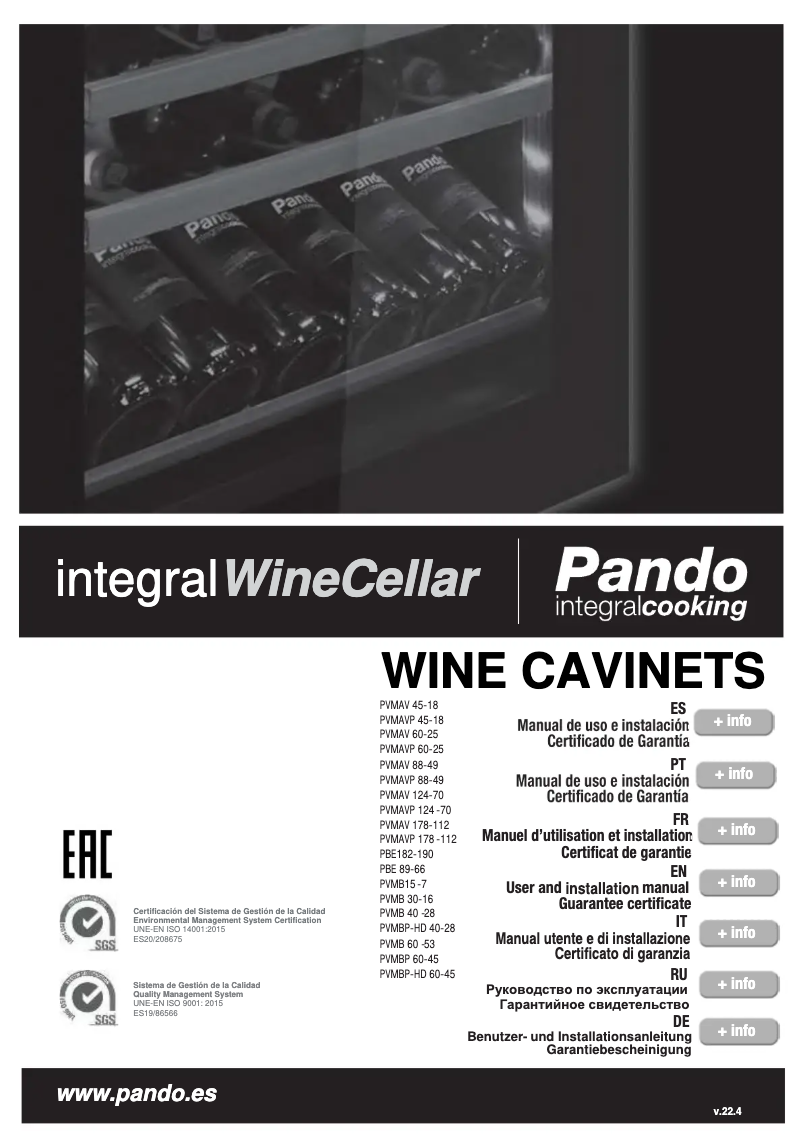 Page 1 de la notice Guide d'installation Pando PBE 182-190