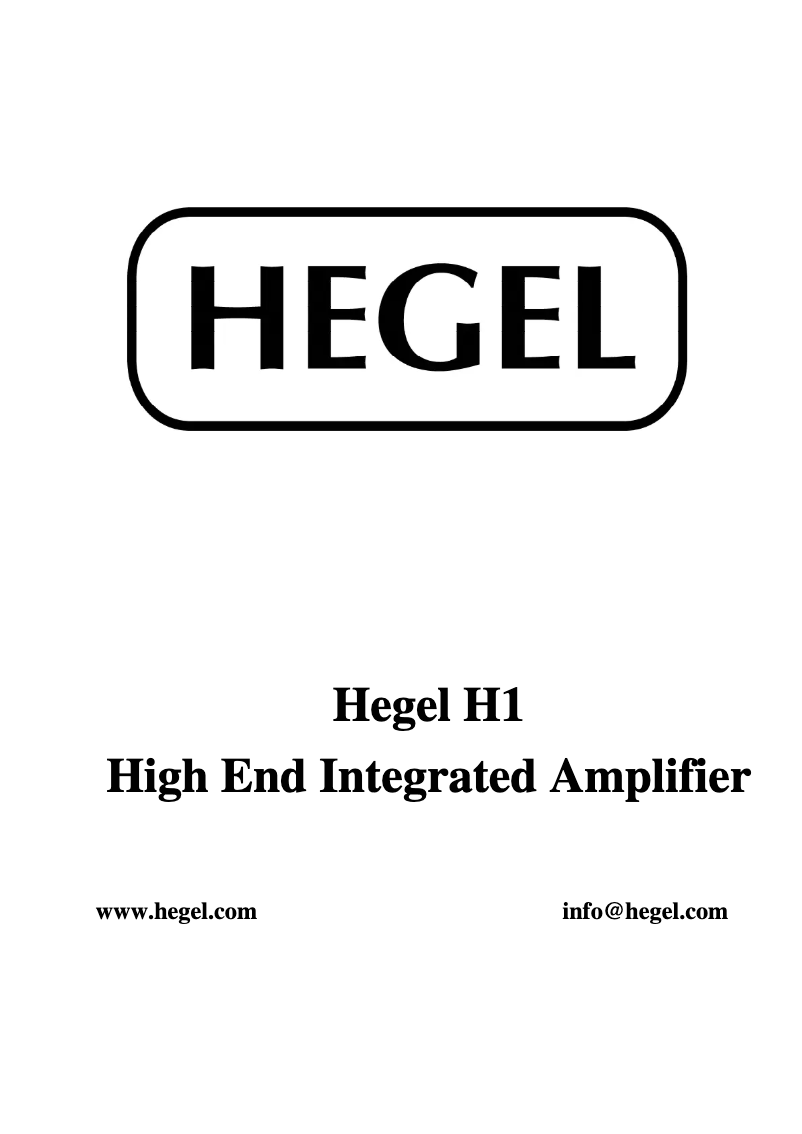 Page 1 de la notice Manuel utilisateur Hegel H1