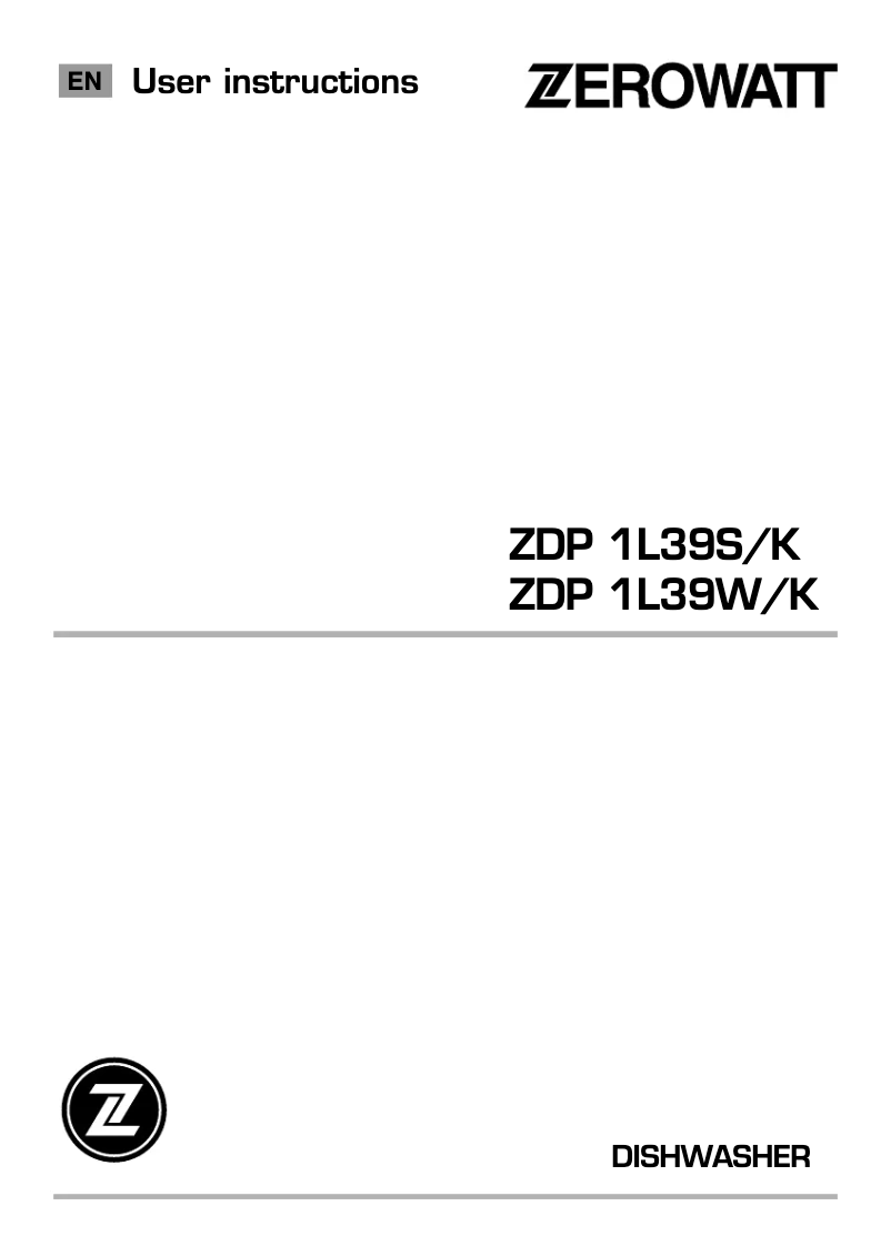 Page n°1 - Manuel utilisateur Zerowatt ZDP 1L39S/K