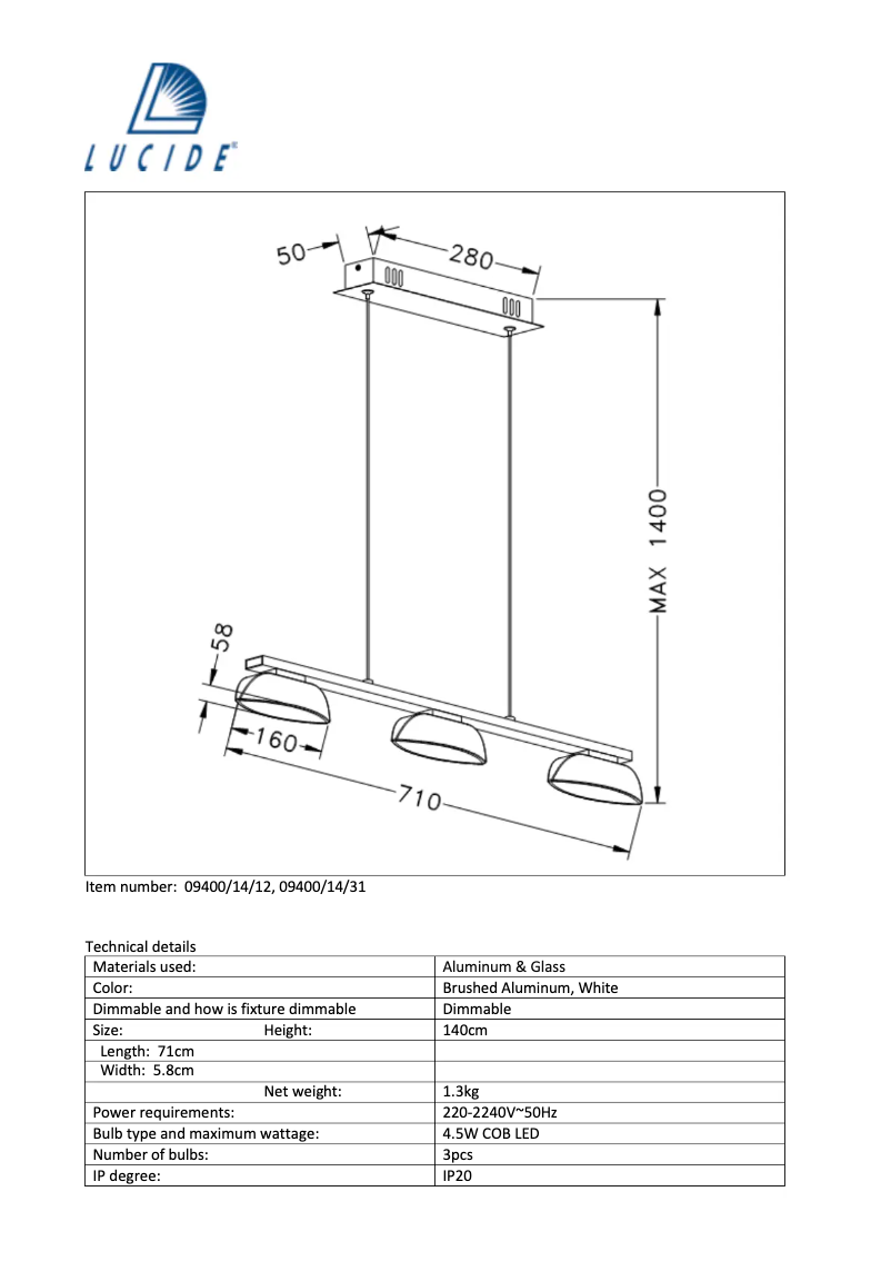 Page 1 de la notice Manuel utilisateur Lucide Mamba