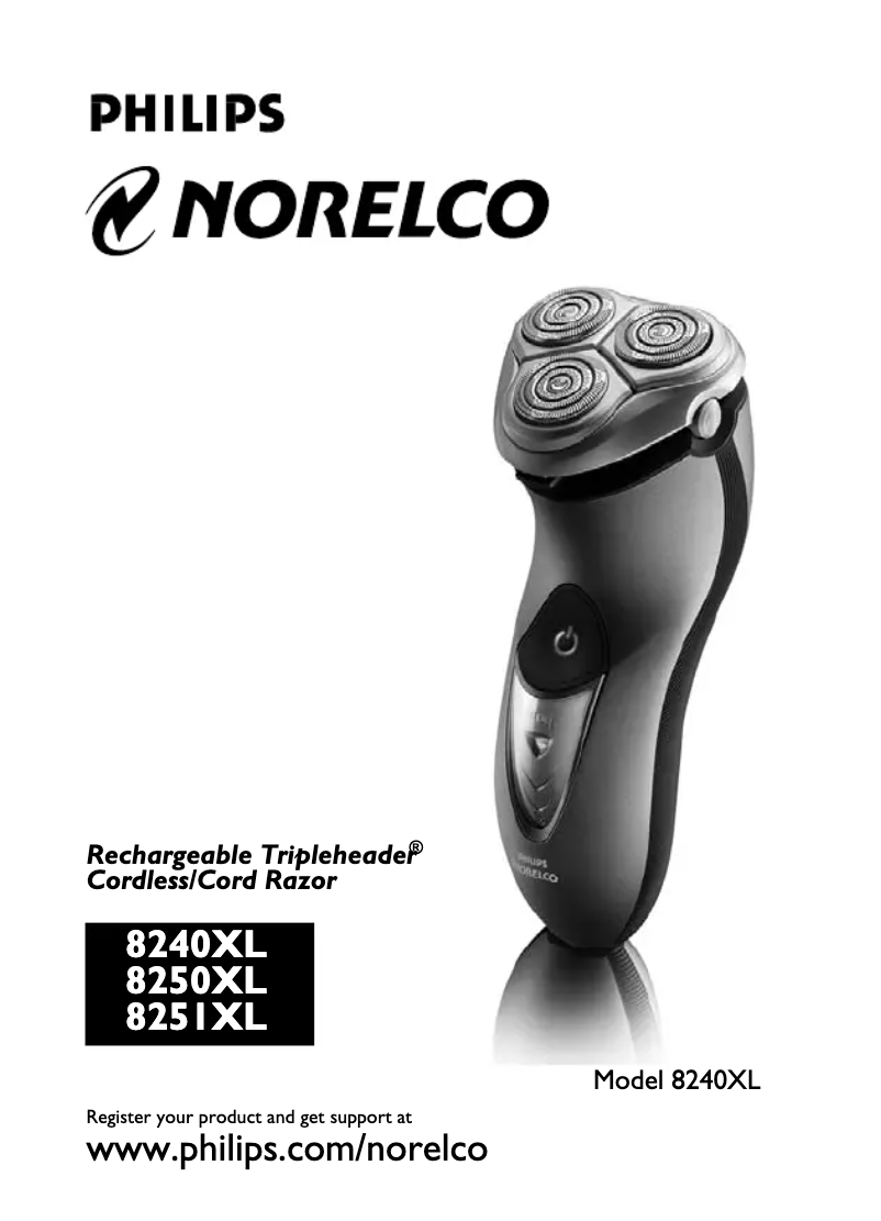Page n°1 - Manuel utilisateur Philips Norelco 8240XL