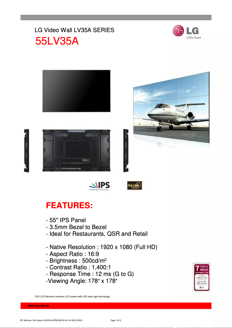 Page n°1 - Fiche technique LG 55LV35A