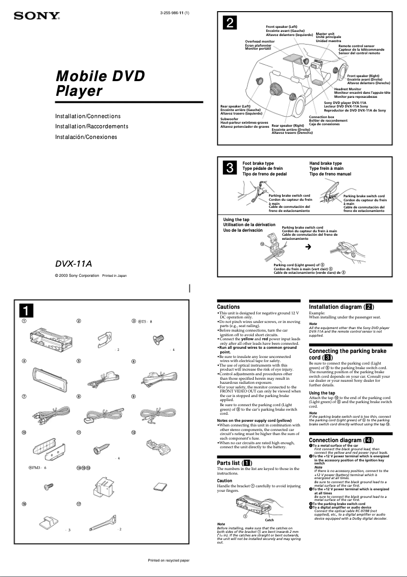 Image de la première page du manuel de l'appareil DVX-11A