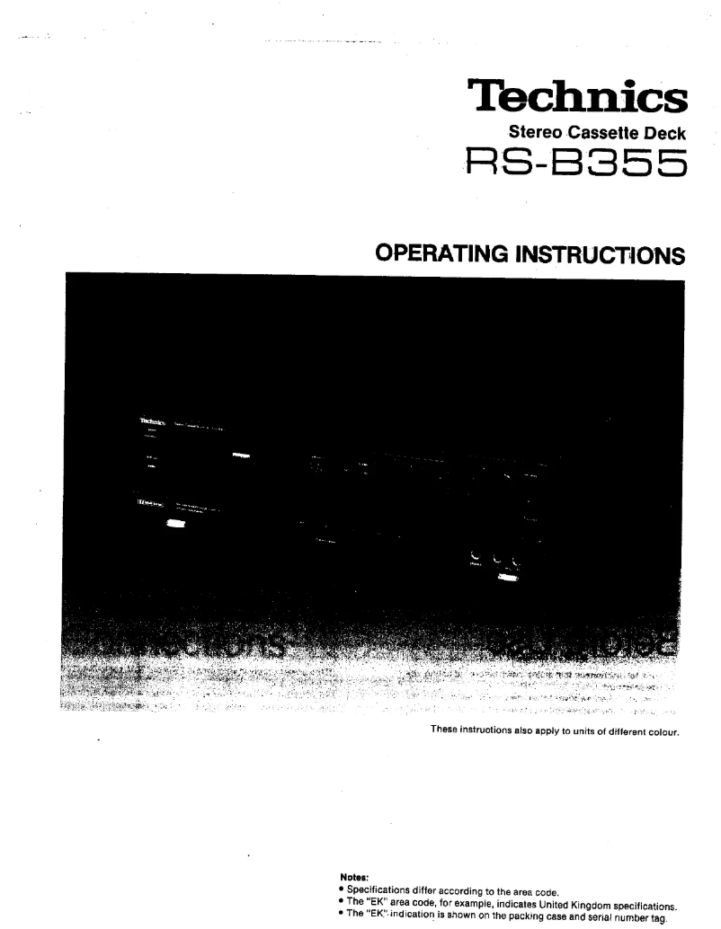 Image de la première page du manuel de l'appareil RS-B355