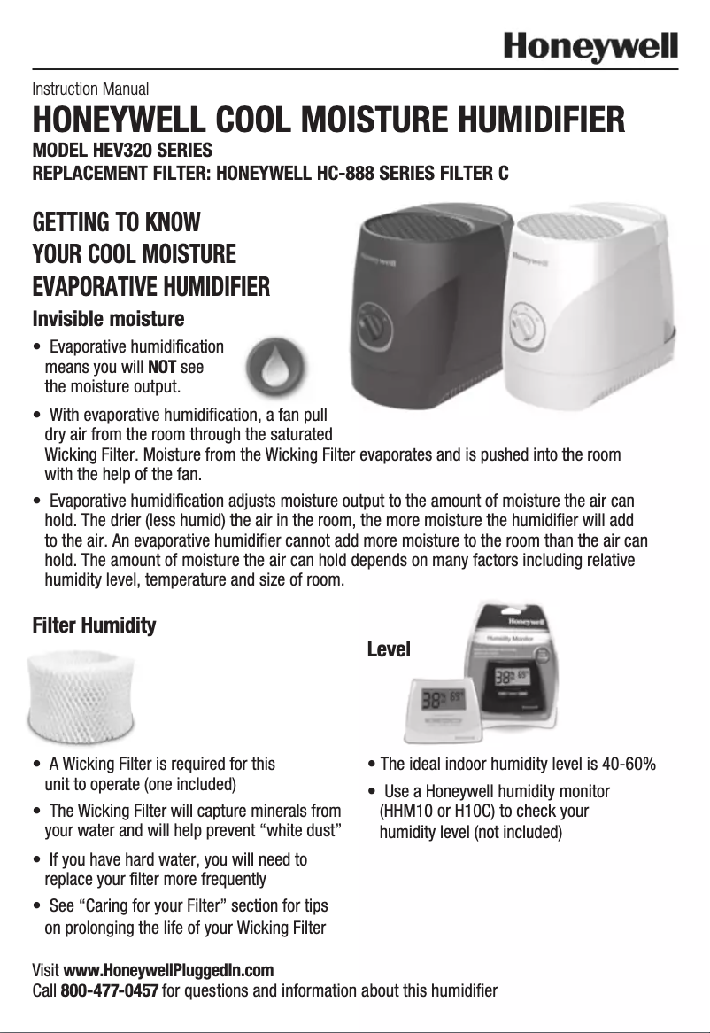 Page 1 de la notice Manuel utilisateur Honeywell HEV320B
